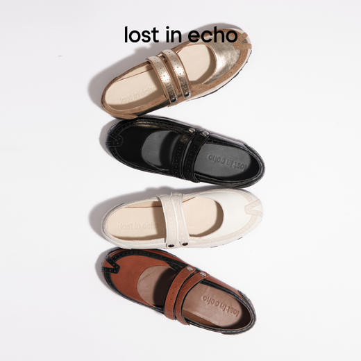 lost in echo2025秋冬新款浅口布洛克真皮超轻薄底芭蕾舞玛丽珍鞋 商品图0