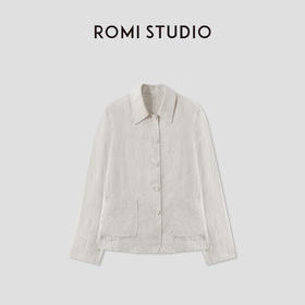 ROMI STUDIO“随性慵懒”100%雨露麻轻薄褶皱小西服外套 RWCAS64451