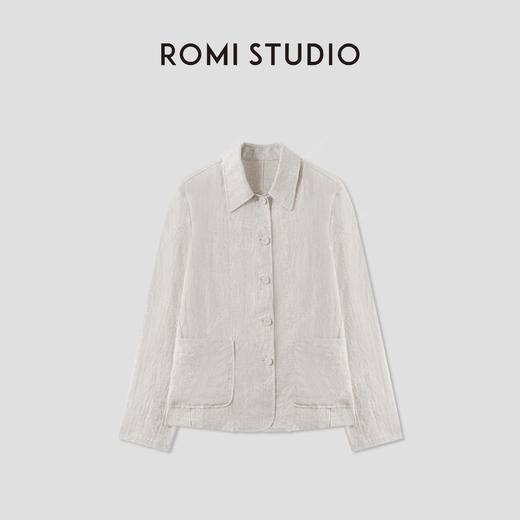 ROMI STUDIO“随性慵懒”100%雨露麻轻薄褶皱小西服外套 RWCAS64451 商品图0