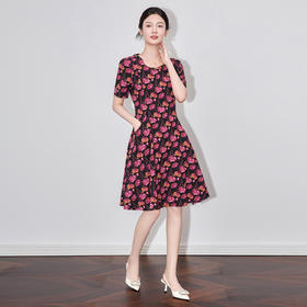 「高货wl」全新升级【铂金会员321/天猫429/差价108】(01301)洛诗琳法式复古印花雪纺连衣裙2025夏季收腰显瘦印花裙