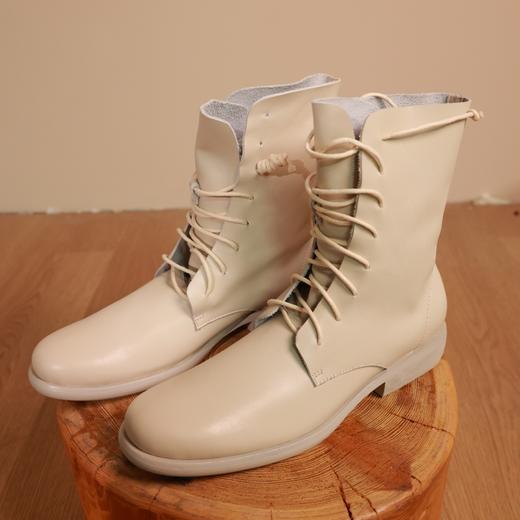 【抖音专属】秋款米白色靴子（8197-1白色） 商品图2