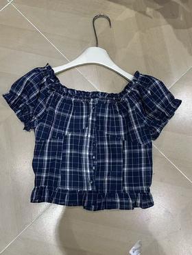 【门店同款】ENJOY夏季“都市漫游”法式蓝格花边上衣 163593234