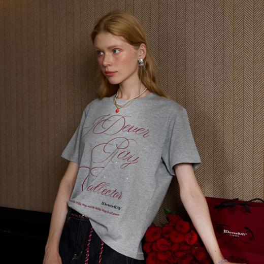 【女版型】IDEVERRAY美式复古宽松短袖t恤女2025夏季新款纯棉轻奢设计感上衣 商品图5