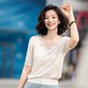 西子/桑蚕丝天丝混纺蕾丝花纹领凉感轻薄透气T恤/MSBH1219 商品缩略图2