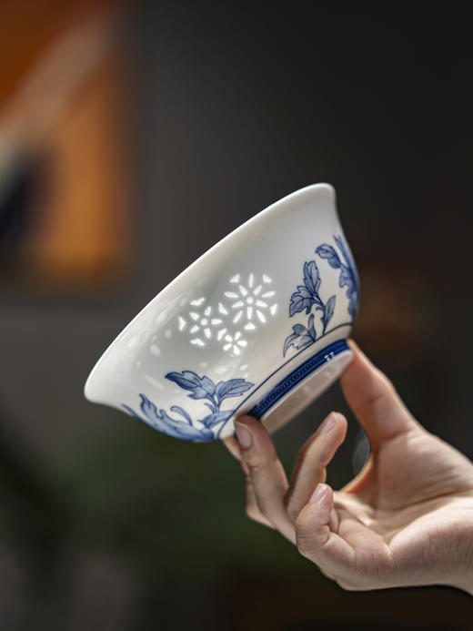 富玉 | 景德镇富玉陶瓷饭碗家用2025新款高颜值景德镇青花玲珑餐具清水芙蓉高档乔迁送礼 商品图3