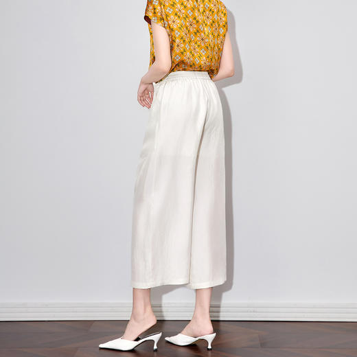 WL 2510410凉感抓皱醋酸缎宽松松紧腰九分裤通勤休闲时尚 商品图1