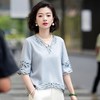 西子/氧气少女亚麻兰精天丝V领立体裁剪H型绣花T恤/SYBH1724 商品缩略图0