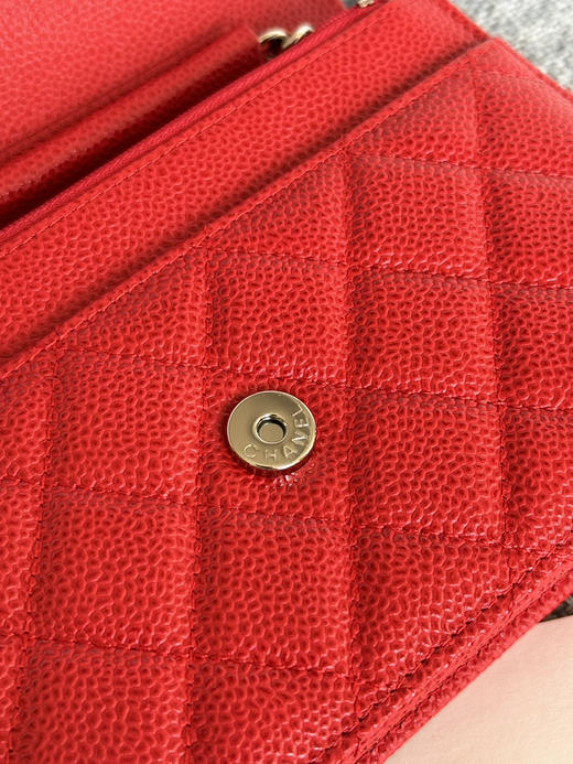 香奈儿woc链条包🉐️牛皮-红色银扣（粗球纹） 商品图4