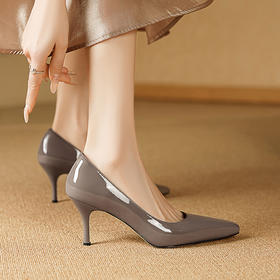 【预售5天】法式尖头漆皮细跟浅口单鞋四季款百搭通勤职业高跟鞋XKDY&X6007