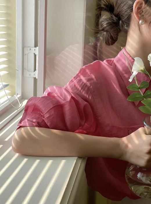 特调梅粉色苎麻定染显白轻薄衬衫防晒衫 商品图9