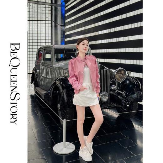 【孤品样衣，不退不换】【甜酷机车】天然山羊皮革复古时尚立领宽松皮衣2025早秋 商品图2