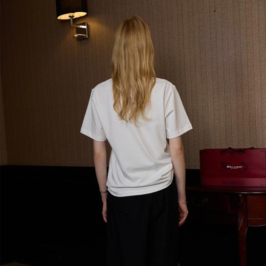 【女版型】IDEVERRAY美式轻奢高级感短袖t恤女2025新款夏季时尚纯棉圆领上衣 商品图3