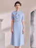 IWY/蓝色法式连衣裙女装时尚夏新款花边领气质垂感收腰伞裙医美工作服WQ196 商品缩略图3