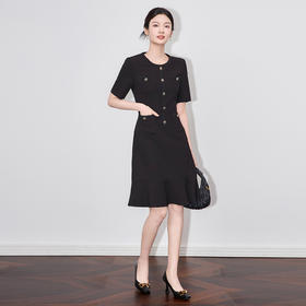 「高货wl」全新升级【铂金会员358/天猫479/差价121】(01600)洛诗琳气质通勤修身小香风连衣裙2025夏季收腰显瘦鱼尾裙