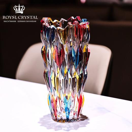 水晶玻璃手绘彩色花瓶轻奢家居花瓶摆件装饰波西米亚石英彩色花瓶26cm 商品图0