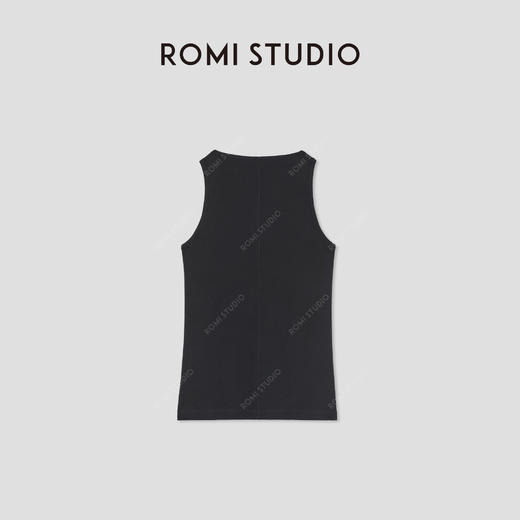 ROMI STUDIO“简约优雅”轻盈柔软一字领高弹力罗纹背心 RWCSSH2371 商品图2