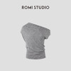 ROMI STUDIO“知性优雅”莱赛尔亚麻混纺花纱斜肩针织衫 RWCRST3408 商品缩略图4