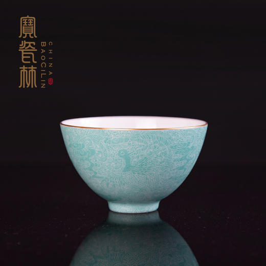 湖水绿扒花云鹤西施杯 商品图0