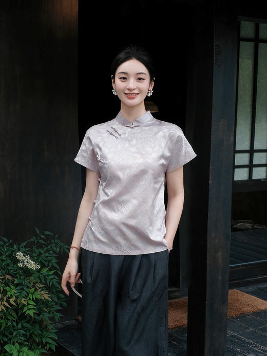 盛唐牡丹| 敦煌飞天兔异色罗上衣 商品图4