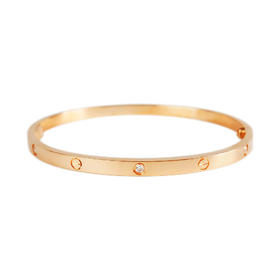 【95新】Cartier卡地亚LOVE系列B604761718K玫瑰金窄版六钻LOVE手镯17号中性款现售价：30000！020725NJS01