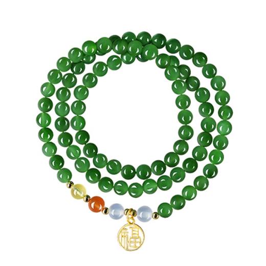 新中式国潮风天然和田玉碧玉多圈叠戴手链6mm 商品图4