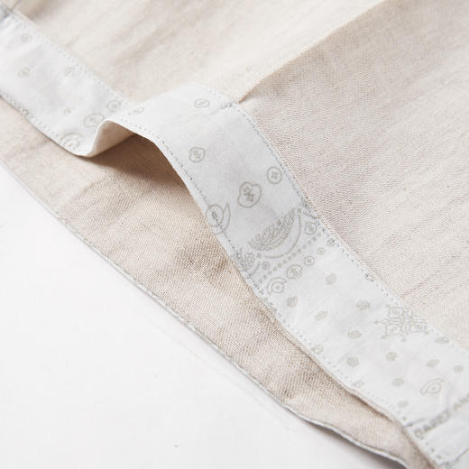 NPC潮牌亚麻短裤透气刺绣度假风休闲抽绳短裤男纯色时尚NP56SR79 商品图3