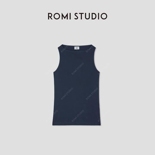ROMI STUDIO“简约优雅”轻盈柔软一字领高弹力罗纹背心 RWCSSH2371 商品图1