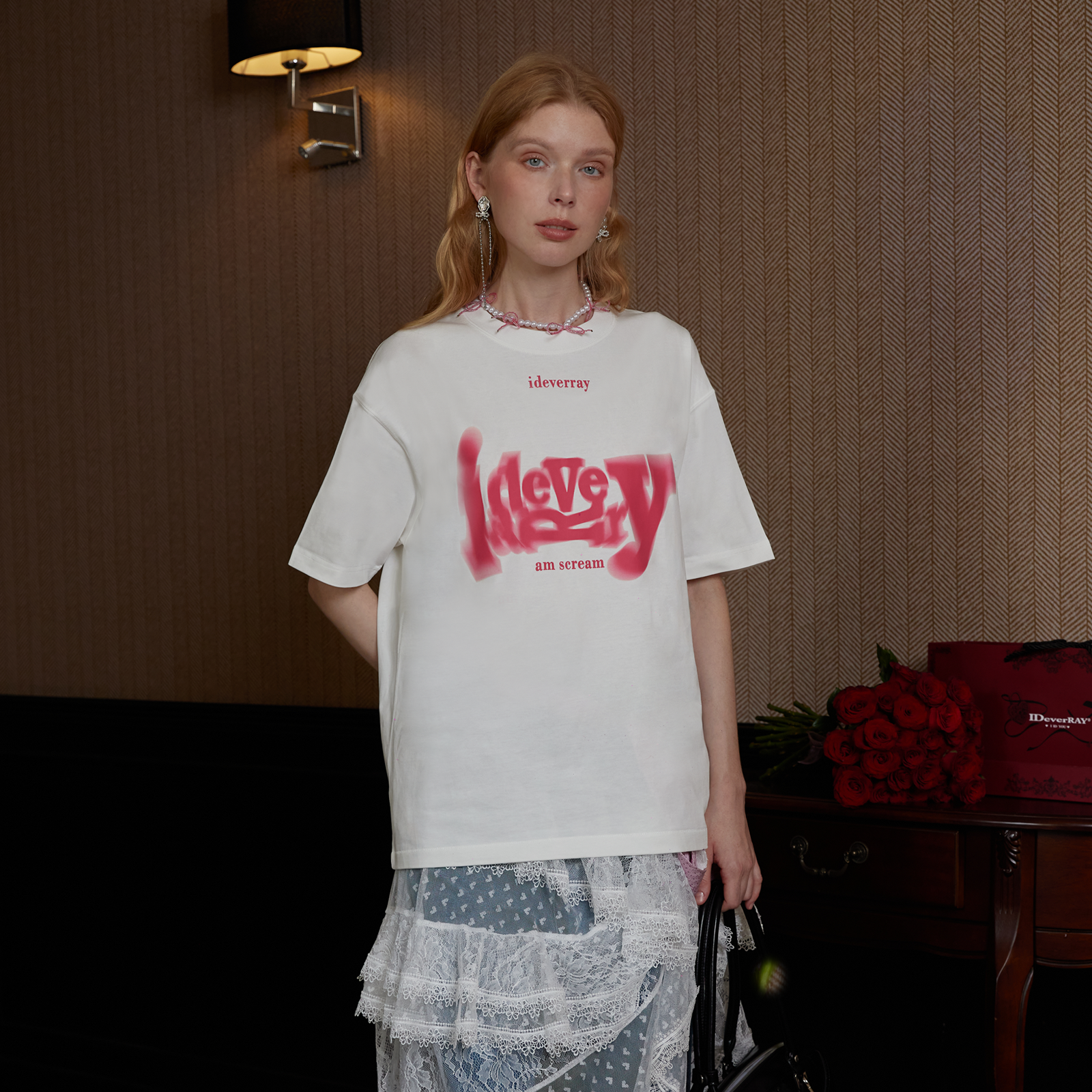 【明星同款】IDEVERRAY夏季新款字母美式短袖t恤上衣情侣装纯棉宽松21MSL-587