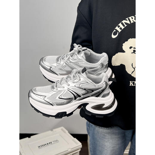 回力银色老爹鞋女鞋2025新款夏季透气厚底鞋子女款爆款休闲运动鞋WXY(S)-4524L 商品图1