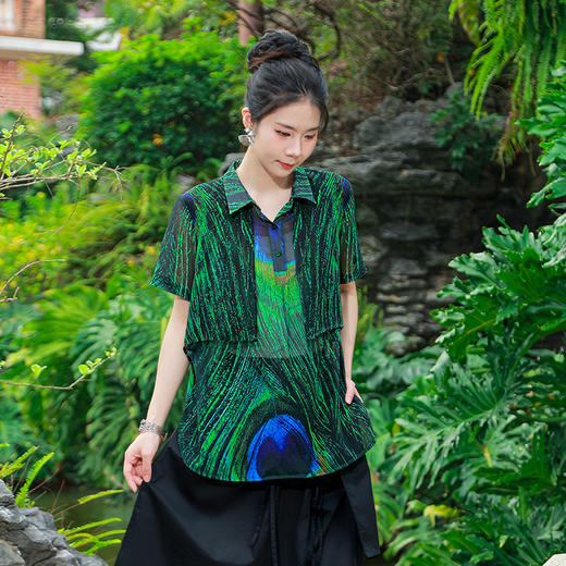 【夏季新品】雀情层次感印花上衣 | 轻薄透气 现货加急发 商品图5