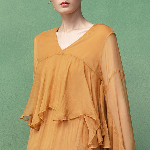 【林栖设计小店】桑蚕丝连衣裙层次感2025秋季新款蛋糕长裙女1953085 商品图3