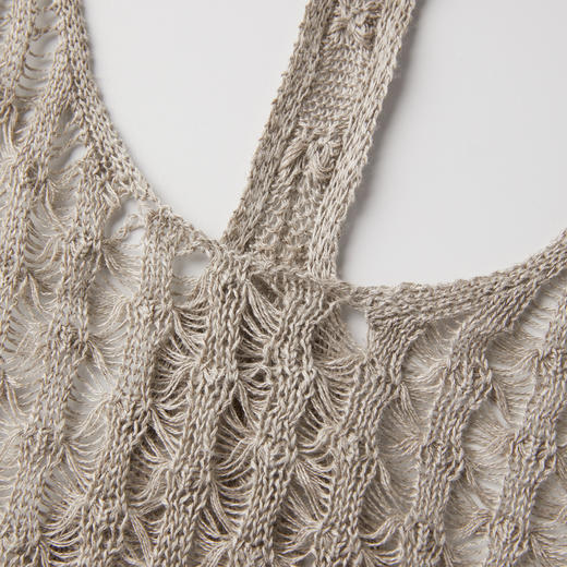 ROMI STUDIO“慵懒假日”100%亚麻挂脖U领镂空针织背心 RWCRST3840 商品图2