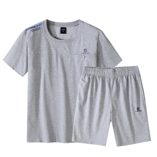 【夏季套装】【DSF】大依优型大码棉质短袖T恤短裤套装圆领时尚潮流宽松潮牌加肥加大上衣男士半袖 商品图1