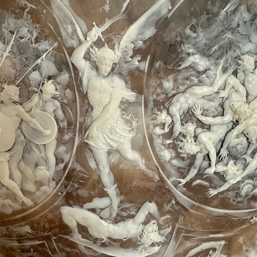 独角鹿西洋古董美国Incolay Studio复合石材精雕装饰壁挂古董摆件 商品图5