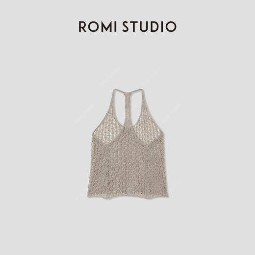 ROMI STUDIO“慵懒假日”100%亚麻挂脖U领镂空针织背心 RWCRST3840 商品图1