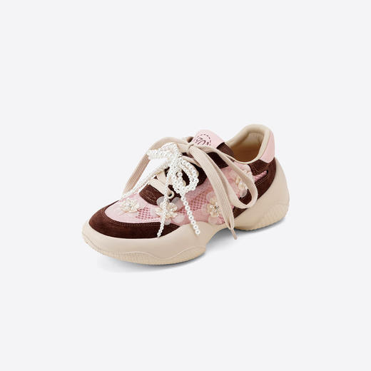 Westory2025年春季网纱镂空运动鞋板鞋系带花朵装饰深口鞋S25AM59441 商品图1