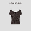ROMI STUDIO“知识分子”丝光棉卷边一字领短袖针织衫 RWCSSG2671 商品缩略图3