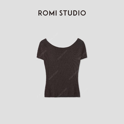 ROMI STUDIO“知识分子”丝光棉卷边一字领短袖针织衫 RWCSSG2671 商品图3