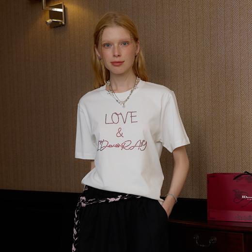 【女版型】IDEVERRAY美式轻奢高级感短袖t恤女2025新款夏季时尚纯棉圆领上衣 商品图5