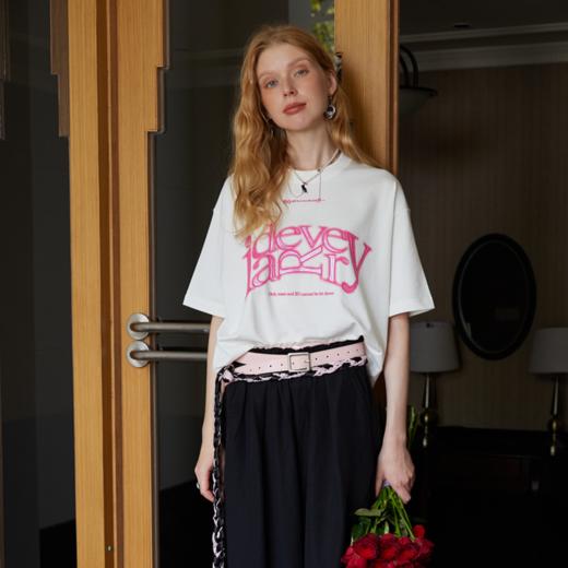 【明星同款】IDEVERRAY轻奢夏季纯棉复古休闲男女短袖字母t恤21MSL-TM912 商品图2