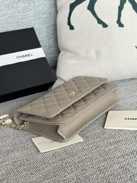 香奈儿woc链条包🉐️牛皮-灰色金扣（粗球纹）