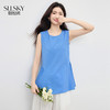 【07/09新品】熙世界克莱因蓝无袖衬衫女夏季2025新款通勤休闲圆领坎肩背心上衣 商品缩略图0