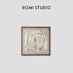 ROMI STUDIO 天然苎麻海岛风砂洗做旧复古印花方巾 RWCRPJ3201【发货时间：25-30天】