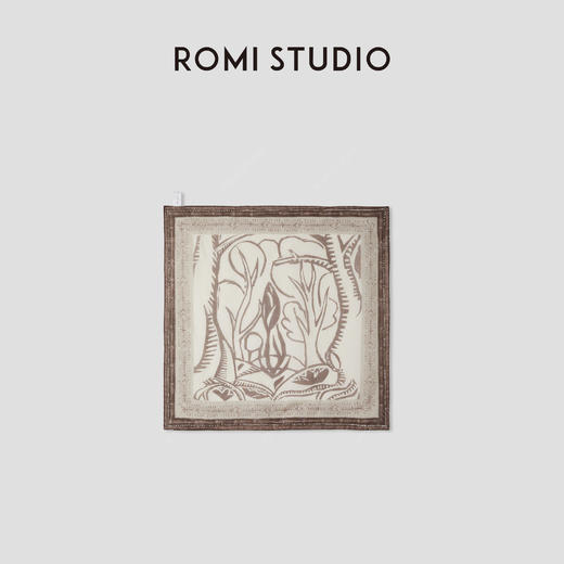 ROMI STUDIO 天然苎麻海岛风砂洗做旧复古印花方巾 RWCRPJ3201【发货时间：25-30天】 商品图0