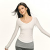 Ariseism美式复古百搭纯色V领长袖t恤女2025春季新款修身显瘦上衣 商品缩略图0