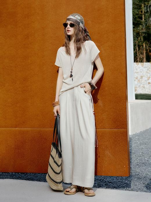 【下单配赠模特同款编织腰带】姹弥Charming·亚麻混纺直筒阔腿裤 |「会呼吸」的亚麻混纺，把“晚风”穿在身上~ 商品图6