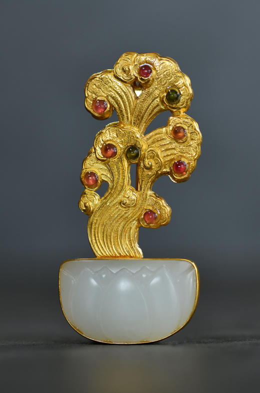 24k金如意树18k金镶嵌和田玉胸针吊坠两用款 商品图2