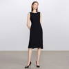IWY/黑色无袖连衣裙女气质收腰干练职场正装通勤圆领长裙工作服Q1435 商品缩略图3