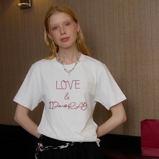 【女版型】IDEVERRAY美式轻奢高级感短袖t恤女2025新款夏季时尚纯棉圆领上衣 商品图2