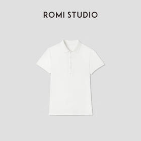 ROMI STUDIO“Clean fit”强捻长绒棉白色Polo领短袖T恤 RWCRSG2835